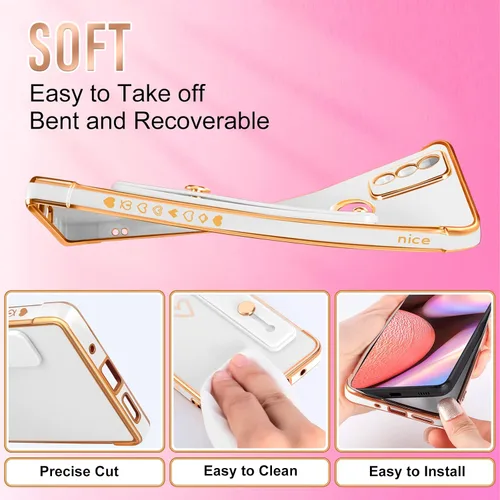 Vista 3 de Likiyami Funda 3 en 1 para Motorola Moto G Pure 2021 con diseño de corazón para mujeres y niñas, bonita, de lujo, bonita con soporte, funda estética