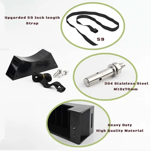 Vista 3 de Soporte de pared cilíndrica, soporte de tanque de nitrógeno resistente con tornillos SUS 304 y correa de 59 pulgadas compatible con 4 a 12 pulgadas