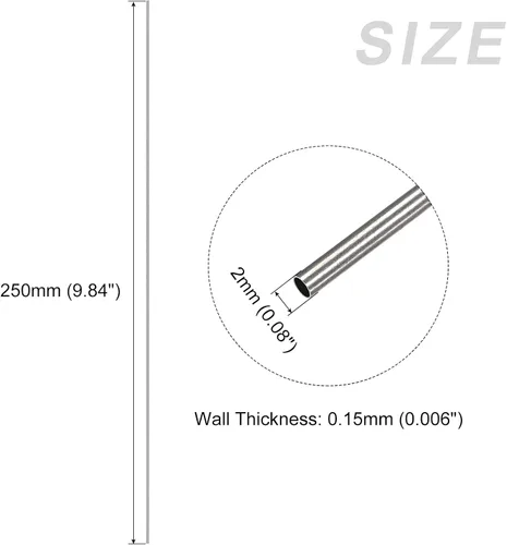 Vista 2 de METALLIXITY Tubo de acero inoxidable 304 (0.079 in de diámetro x 0.006 in de pared T x 9.843 in de largo), 3 piezas, tubo recto - para muebles