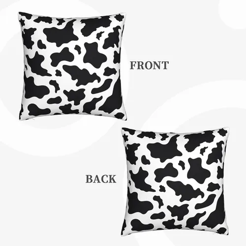 Vista 2 de Fundas de almohada con estampado de vaca y leche blanca y negra de 18 x 18 pulgadas, funda de almohada para dormitorio, sofá, funda de almohada