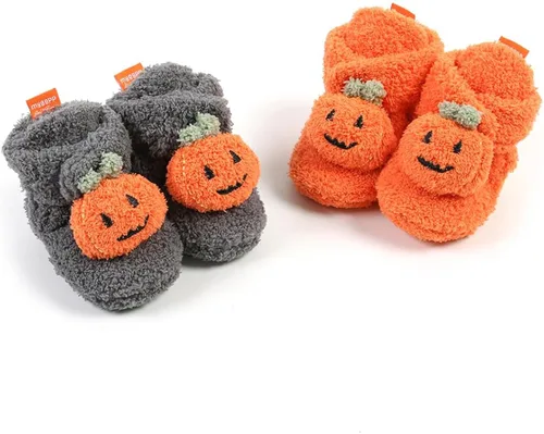 Vista 7 de Timatego Botines para recién nacidos, para bebés, niños y niñas, antideslizantes, suela suave, cálidos, para invierno, para casa, zapatos de cuna