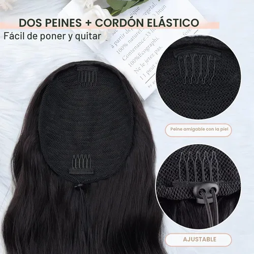 Vista 3 de FREEMEIGE - Extensión de cola de caballo con cordón, 26 pulgadas, color 1b