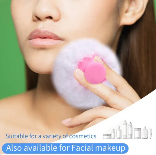 Vista 5 de 2pcs-Baby Body Cosmetic Powder Puff Kit Esponja Caja Contenedor (Azul y Rosa)