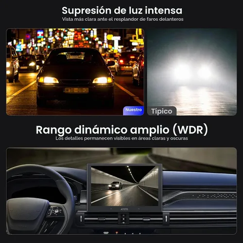 Vista 5 de ATOTOZONE Cámara de respaldo 1080P, grabación de video, control de luz mejorado, WDR, reproducción GPS, gran angular de 140°, impermeable IP67