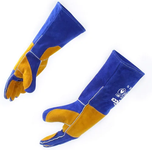 Vista 12 de RAPICCA 14.0 pulgadas, 662 ℉ de cuero forja/Mig/Stick soldadura resistente al calor/fuego, guantes para horno, parrilla, chimenea, horno, estufa