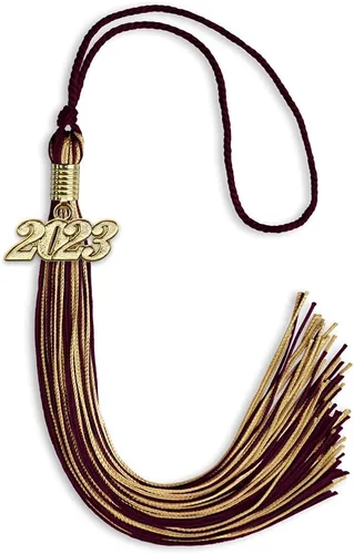 Vista 29 de Endea Graduation - Borla de doble color mixto con fecha dorada (negro/dorado antiguo, 2021)