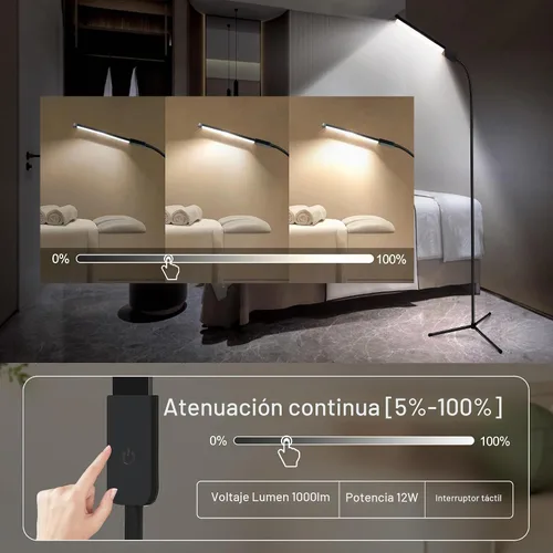 Vista 3 de Hanaking Lámpara de pie con control remoto, lámpara LED brillante para extensiones de pestañas, lámpara de pie regulable de 4 colores para belleza