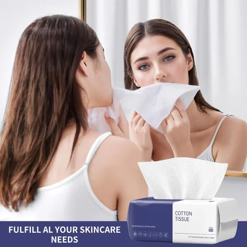 Vista 7 de Toalla facial desechable, 100 toallas faciales para lavar toallitas secas de algodón suave, toallas faciales para lavado y secado, tejido facial