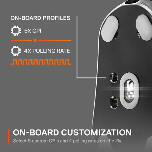 Vista 8 de SteelSeries Prime mouse inalámbrico para videojuegos FPS, con interruptores ópticos magnéticos y 5botones programables, USB-C, 18,000CPI, con sensor