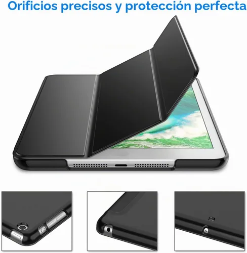 Vista 3 de JETech - Funda para iPad mini 3/2/1 (2014/2013/2012), color negro Diseño trasero translúcido delgado, soporte de tres pliegues, encendido