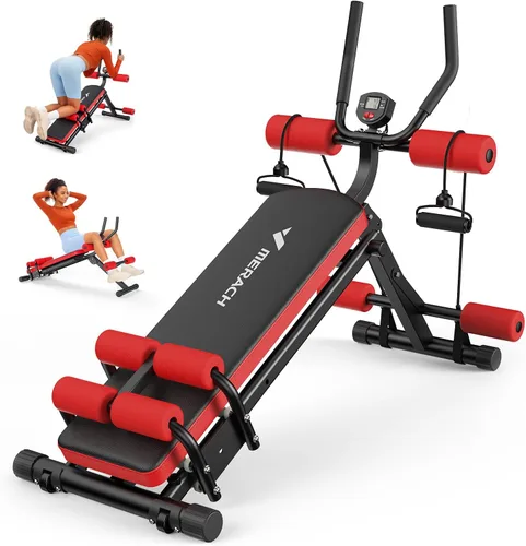 Vista 11 de MERACH Ab Machine, Adjustable Ab Trainer Machine, AB Workout Equipment Blanco y rosa