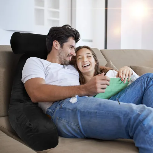Vista 6 de Almohada de lectura para adultos sentados en la cama, respaldo Negro