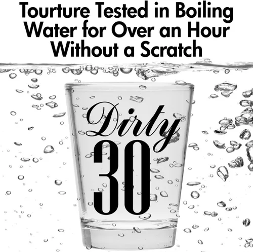 Vista 6 de Make Em Laugh Dirty 30 Shot Glass (Thirty) - Divertido cumpleaños número 30 - Regalos de cumpleaños 30 para mujeres - Vasos de chupito de cumpleaños