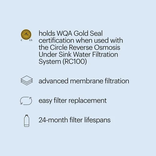 Vista 4 de Brondell Reemplazo del filtro de agua de membrana RF-40 para sistema de filtración de ósmosis inversa Circle debajo del fregadero, dura 24 meses