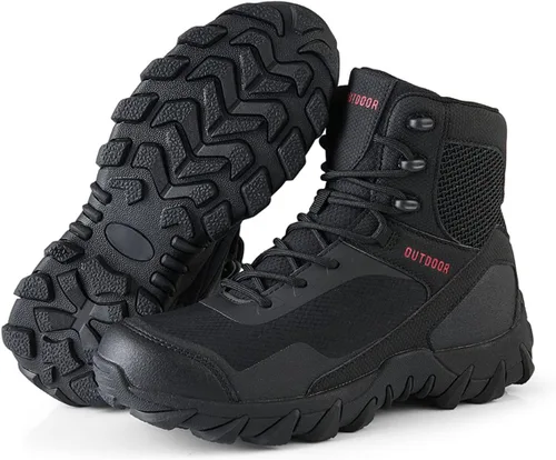 Vista 2 de Kervaky Botas tácticas militares para hombre, botas de trabajo ligeras, botas de senderismo