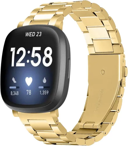 Vista 11 de Correa de acero inoxidable compatible con Fitbit Versa 4 / Fitbit Sense 2 / Fitbit Versa 3 / Fitbit Sense, correas de reloj de metal ajustables