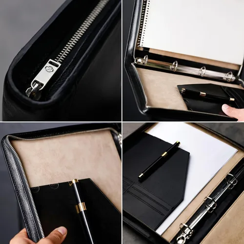 Vista 5 de Time Resistance Portafolio de cuero Bolsa de documentos con asa de transporte Funda para tablet fabricada en Italia