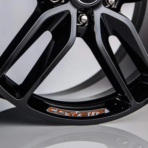 Vista 5 de Bogar Tech Designs Calcomanías de vinilo para inserción de rueda compatibles con C7 Corvette Stingray Z51 2014-2019 - Negro brillante