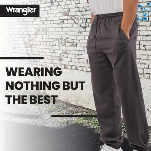 Vista 4 de Wrangler Pantalones deportivos para hombre, regulares, grandes y altos, de forro polar, pantalones deportivos con bolsillos