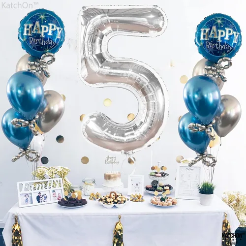 Vista 1382 de KatchOn Globo negro del número 1 de 40 pulgadas, globo de feliz cumpleaños Large Mylar Number One Balloon for 1st Birthday Decorations, Foil