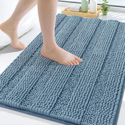 Vista 40 de Grandaily Alfombras de baño de felpilla a rayas de 24 x 16 pulgadas, extra gruesas y suaves, absorbentes, parte trasera de goma, alfombra de ducha