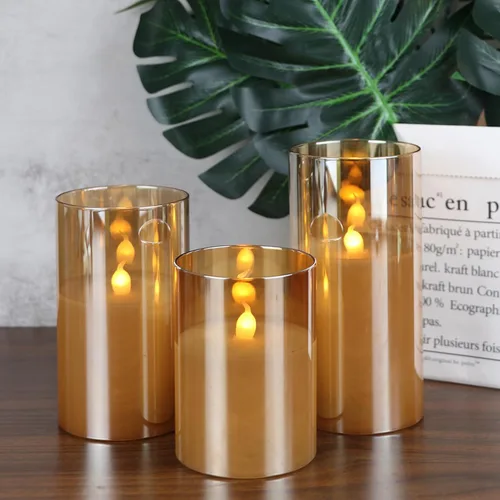 Vista 5 de KunSween - Velas LED sin llama de vidrio con control remoto y temporizador, velas de cera real, luz parpadeante de color cálido para festivales