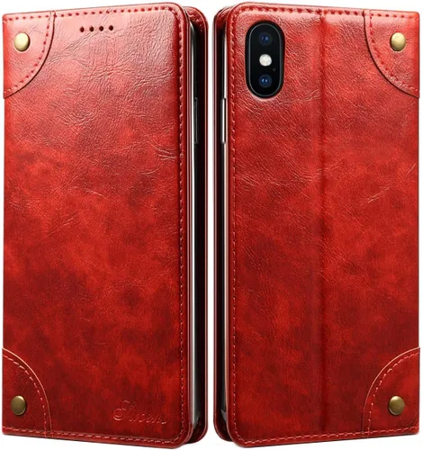 Vista 10 de Sinianl Funda de cuero tipo cartera con tapa de material TPU para iPhone Xs Max/XR/XS/X/8/8 Plus/7/7 Plus/6/6 Plus, Negro