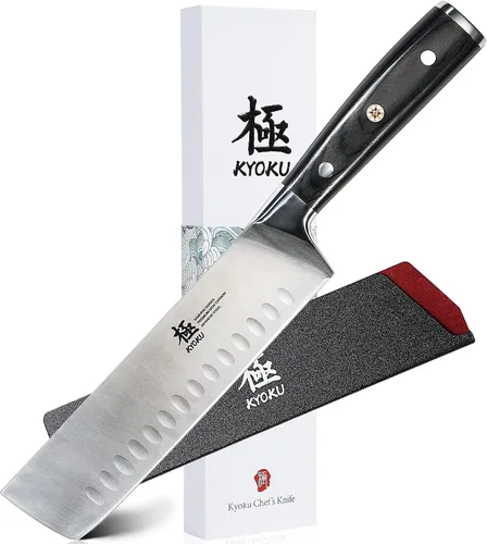 Vista 10 de KYOKU Cuchillo deshuesador de 6,5 pulgadas de la serie Samurai, cuchillo de filetear con mango de madera de Pakka, acero de alto carbono