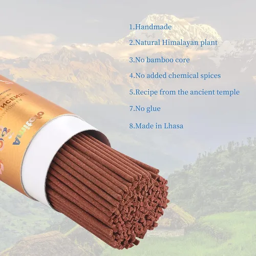 Vista 4 de Varillas de incienso tibetano – Monjes del Tíbet Meditación Natural Curación Incienso de la Paz (160 varillas) Receta secreta de incienso budista