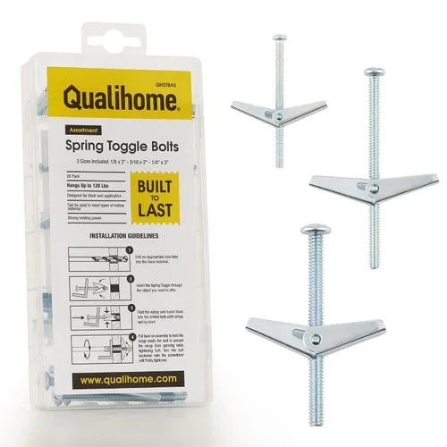 Vista 18 de QUALIHOME Anclajes de perno de resorte – Anclajes de pared resistentes para colgar artículos con paredes huecas y más – Anclaje de pared hueco