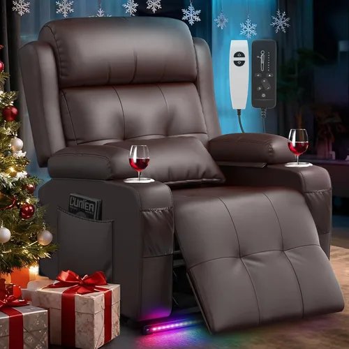 Vista 36 de Sofá reclinable de dos plazas para cine en casa, sofá reclinable de pared con USB, portavasos, sillón reclinable de tela de guijarros, sofá cama