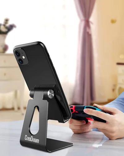 Vista 4 de CreaDream Soporte Ajustable para Teléfono Celular, Soporte para Teléfono, Cuna, Base, Soporte, Soporte de Escritorio de Aluminio Compatible