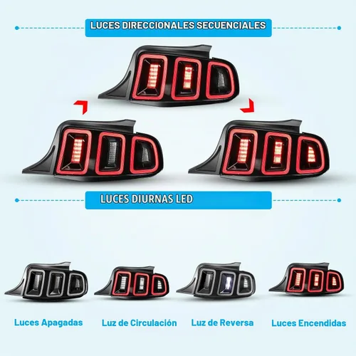 Vista 8 de CPW Conjunto de luces traseras para Ford Mustang 2010 2011 2012 2013 2014 Negro Claro