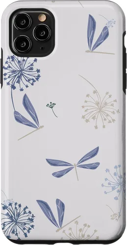 Vista 13 de Bonita funda para iPhone 17 con diseño de libélula de diente de león azul lavanda beige