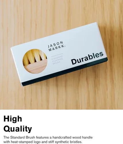 Vista 4 de Jason Markk Cepillo de limpieza estándar, mango de madera hecho a mano, cerdas sintéticas, resistente a las manchas difíciles y la suciedad