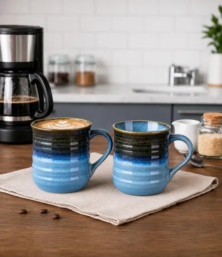 Vista 8 de GBhome Taza de café grande de 18 onzas, taza de café de cerámica hecha a mano para café con leche, té, cerveza, cacao caliente, apta