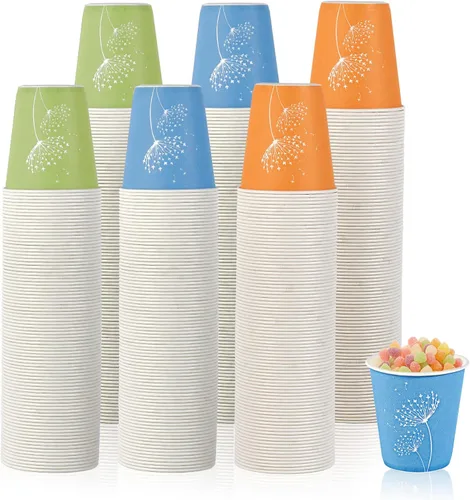 Vista 8 de LITOPAK Paquete de 600 vasos de papel de 5 onzas, coloridos vasos desechables para enjuague bucal, pequeños vasos desechables, mini vasos de papel