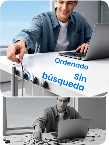Vista 4 de LISEN - Paquete de 6 soportes giratorios para cables para mesita de noche, clips magnéticos giratorios de 360°, organizador de cable adhesivo fuerte