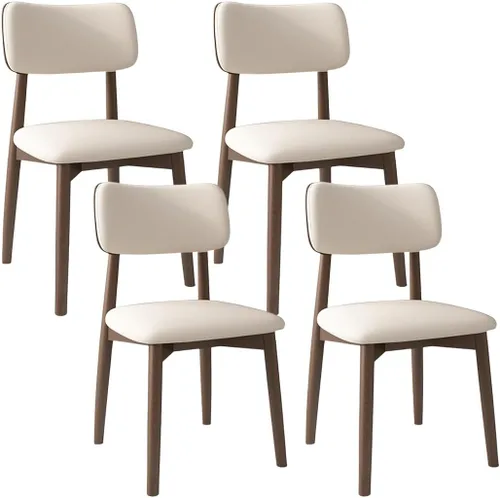 Vista 14 de YVYKFZD Solid Wood Dining Chairs, Kitchen Chairs Set with Curved Backrest, Leather Upholstered Dining Room Chair, Armless Living Room Chair, for