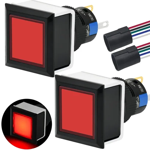 Vista 13 de Interruptor de botón cuadrado 21 * 21 mm 0,83" agujero de montaje cuadrado UL Certificado con luz azul 24 V 1NO 1NC SPDT ENCENDIDO/APAGADO