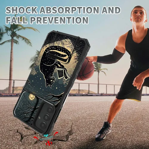 Vista 5 de Funda protectora para cámara Samsung Galaxy A14 5G, resistente y resistente con protección deslizante para lente deslizante, soporte integrado