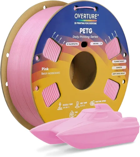 Vista 22 de OVERTURE - Filamento PETG de 1/16 de pulgada (1.75 mm) para impresora 3D y FDM, bien enrollado, duradero, carrete de 4.4 libras, dureza firme