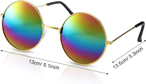 Vista 3 de Hicarer El juego de 4 accesorios hippie incluye collar y aretes de signo de la paz de los años 70 gafas de sol hippie disfraces de teñido anudado