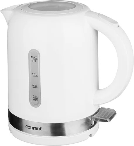 Vista 4 de Courant Hervidor eléctrico inalámbrico de 1 litro con luz LED, 1000 W de potencia, apagado automático de seguridad, perfecto para té/café/chocolate