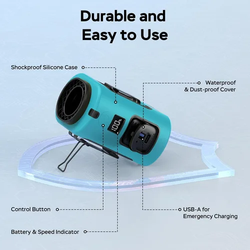 Vista 7 de AMACOOL Mini ventilador de cintura portátil con clip, 13,000 rpm, 4 velocidades, ventilador de cuello personal, hasta 24 horas de duración