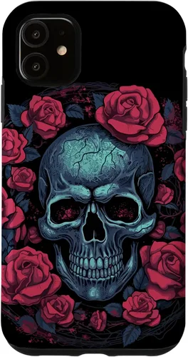 Vista 5 de Funda para iPhone 14 Skull and Roses Red Floral Dark Goth Horror Skull Case