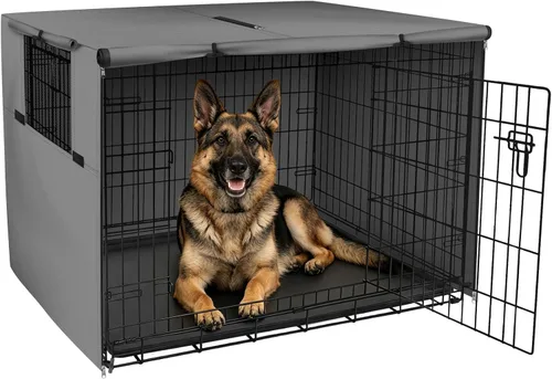 Vista 35 de Explore Land - Funda para jaula para perros, 18 pulgadas, color negro Parasol de poliéster resistente, ajuste universal para jaula de alambre