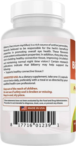 Vista 7 de Best Naturals Extracto de arándano cápsula de 1000 mg (sin OGM) apoya una visión saludable, 90