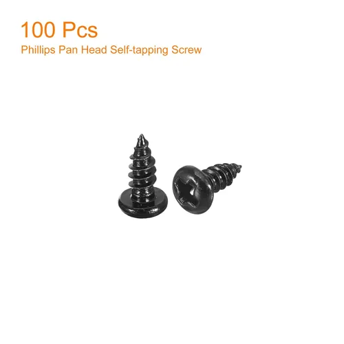 Vista 3 de uxcell 8mm x 3mm Tornillo Phillips de cabeza plana autorroscante, 100 piezas - Tornillo de cabeza redonda de acero inoxidable 304 con rosca completa