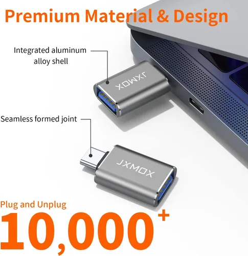 Vista 9 de Adaptador USB C a USB [paquete de 2], adaptador OTG Thunderbolt 3 a USB 3.0 compatible con MacBook Pro, Chromebook, Pixelbook, Microsoft Surface Go